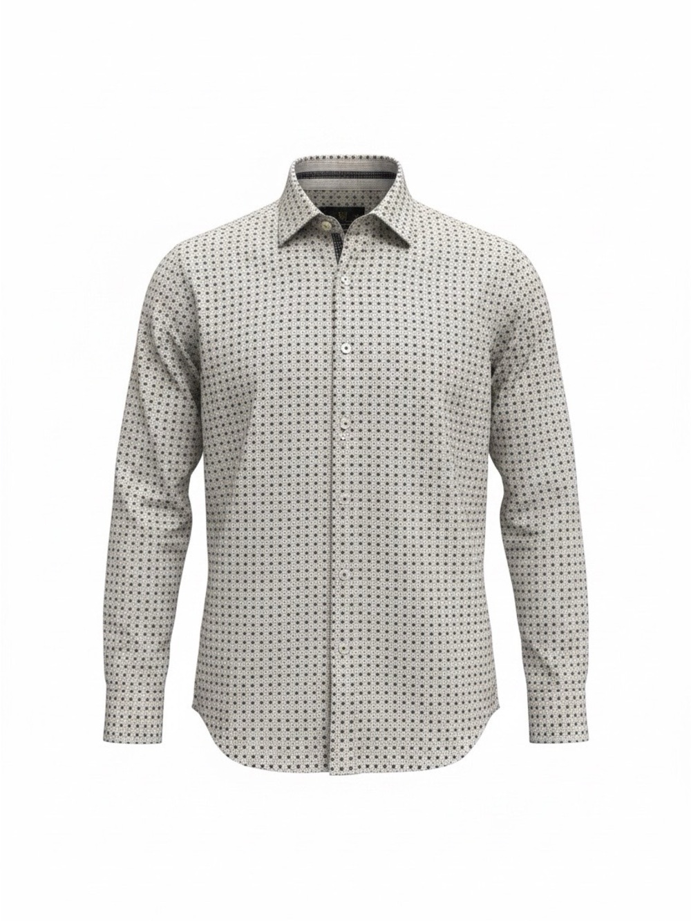 Men's Small Geo Print Button-Down Shirt in White